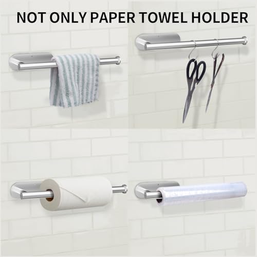 Pink Paper Towel Holder Self Adhesive Drilling for Kitchen Sliver (Sliver)