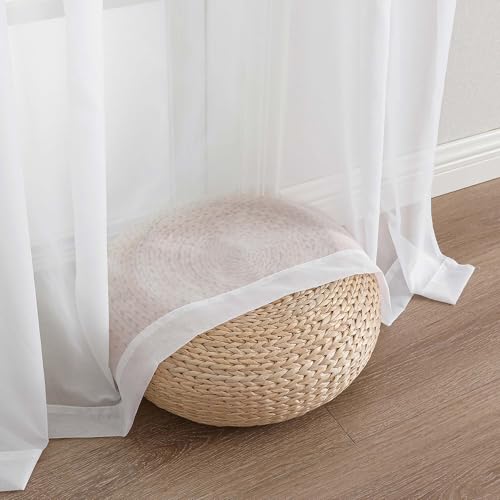 Extra Long Sheer White Curtains for Bedroom Living Room 108 Inches Long 2 Panels Set (White / 59"W x 108"L (Pack of 2))