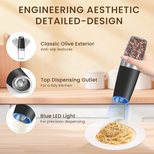 Battery Gravity Salt Pepper Grinder Set (Battery/Single/Black)