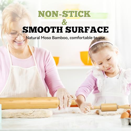 2 Pack（10 inch &17.5 inch） Wooden Rolling Pin for Baking (10 inch & 17.5 inch)