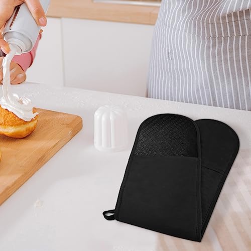Black Double Oven Mitts (Black(one-piece))