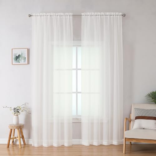 Ivory Sheer Curtains 84 Inches Long (Ivory / 42"W x 84"L (Pack of 2))