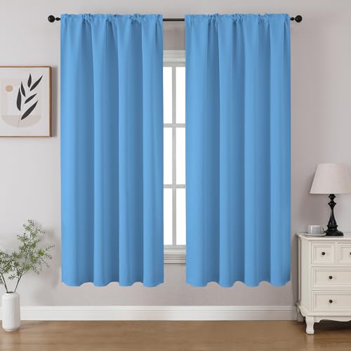 Light Blue Blackout Curtains 54 inch Length 2 Panels Set (Light Blue / 52"W x 54"L (Pack of 2))