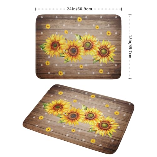 Summer Sunflower Bee Dish Drying Mat for Kitchen Counter (18" x 24")