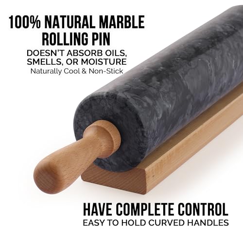 17 Inch Marble Rolling Pin With Stand (Black / 17 Inch)