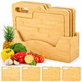 4 Pack 12.5"L x 9.8"W Bamboo Cutting Boards with Holder