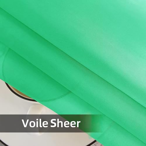 Solid Sheer Rod Pocket Curtain Voile Draperies 2 Panels White Beige Black Grey Ivory 52 Inch Width 108 Inch Long 1 Pair for Kitchen Bedroom Children Living Room Yard (Grass Green / 52"W x 108"L (Pack of 2))