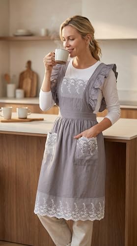 Vintage Aprons for Women (Grey)