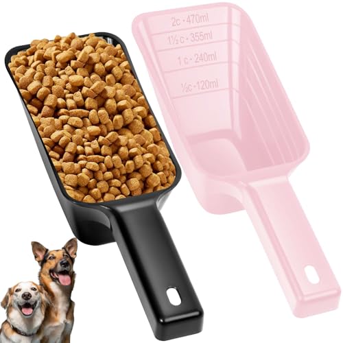 2 Cup Dog Food Scoop (Black and Pink)