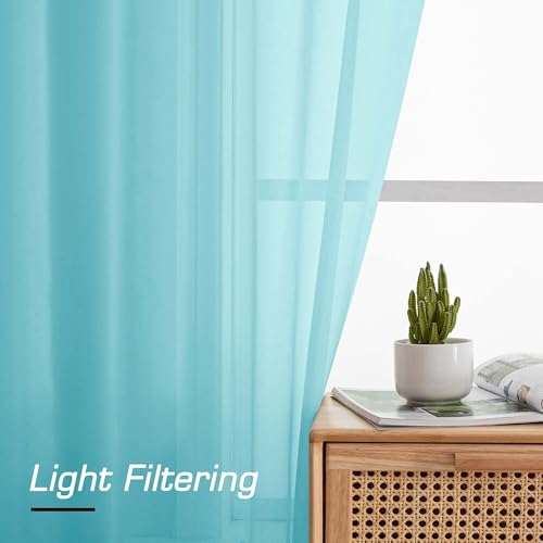 Aqua Sheer Curtains 96 Inches Long (Aqua / 42"W x 96"L (Pack of 2))
