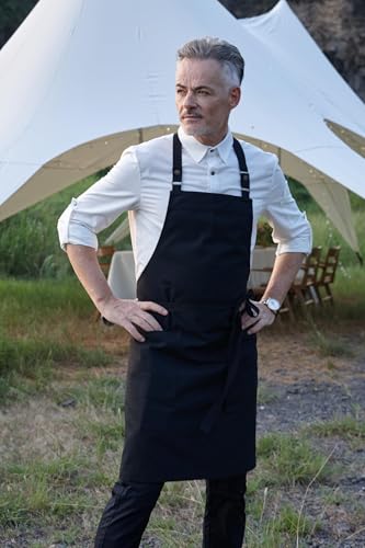 Chef Men Canvas Waterproof Apron Pocket 4251GB (5 Pack / Black)