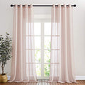 Pink Curtains Linen Sheer Textured (52"W x 90"L (Pack of 2) / Dusty Blush)