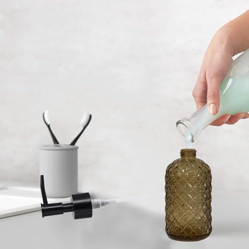 Brown Glass Dish Soap Dispenser for Kitchen (Brown)
