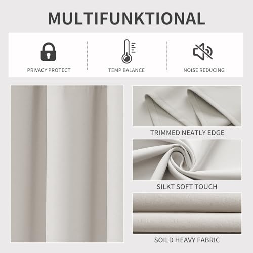 Blackout Curtains 95 Inch Length 2 Panels Set (Natural / 52"W x 95"L (Pack of 2))