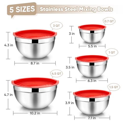 Mixing Bowls Set of 5 (Red)