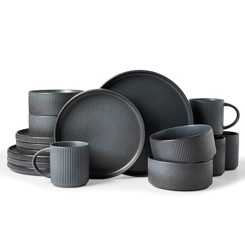 Star Dinnerware Sets with Mugs (Matte Dark Charcoal)