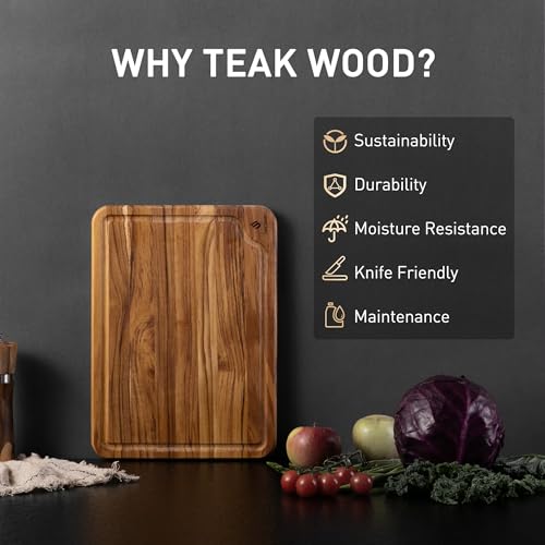 Teak Cutting Boards for Kitchen 13'' Teak Wood Wooden Charcuterie Board (13"L x 9.5"W)
