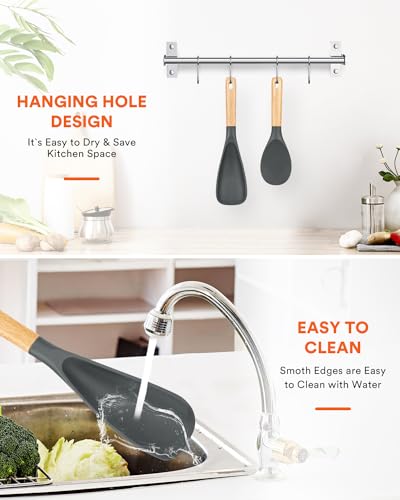 Cooking Spoon and Rice Scooper for Nonstick Cookware (Gray)