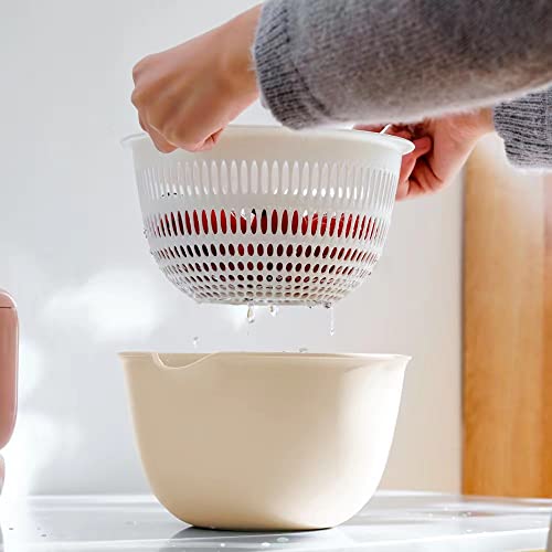 2 in 1 Kitchen Colander Set with Bowl Strainer (Cream)