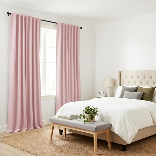 75% Light Blocking Curtains 80 Inch Long (Blush Pink / 42"W x 80"L (Pack of 2))