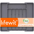 Expandable Silverware Drawer Organizer (Dark Grey / Large (11-18''W x 14''D))
