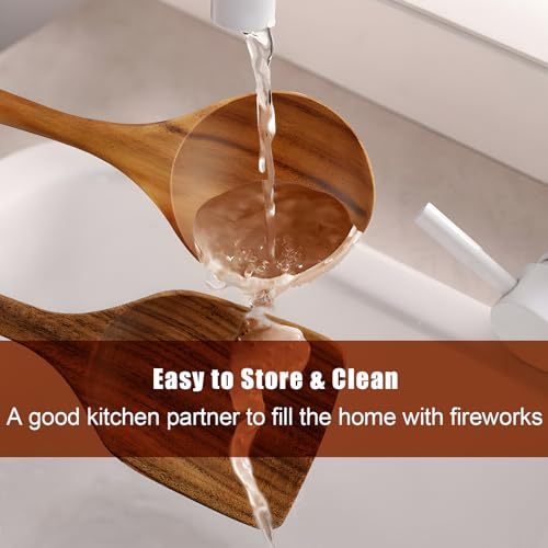Wooden Spoons for Cooking (Cooking Utensil Set with Holder - 10 Piece)
