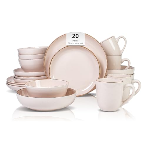 HomeVSS 20 Piece Dinnerware Set (Service for 4 - 20pc Set / Peach)
