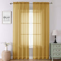Gold Sheer Curtains 90 Inches Long 2 Panels (Gold / 42"W x 90"L (Pack of 2))