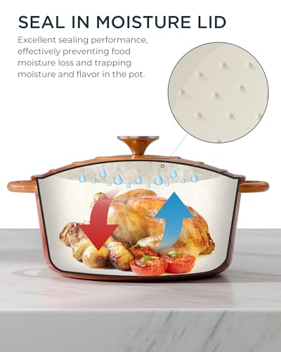 Enameled Cast Iron Dutch Oven (Cooking Pot / Vibrant orange / 4.5QT)