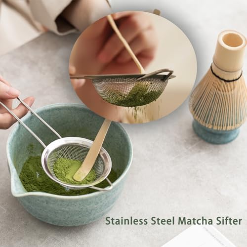 Matcha Set Matcha Whisk Set Includes 17 oz Matcha Bowl (Blue)