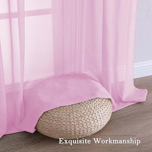 Light Pink Sheer Curtains 120 Inches Long 2 Pcs (Light Pink / 59"W x 120"L (Pack of 2))