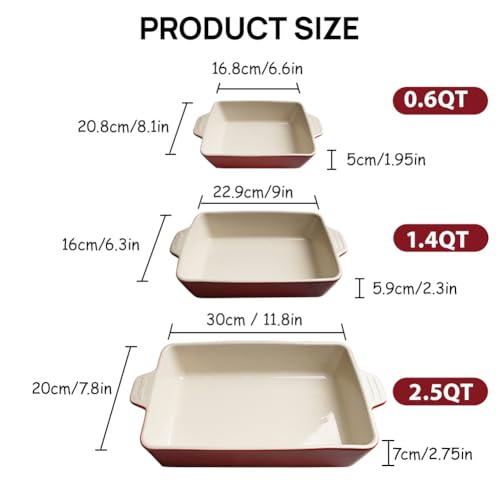 Sweejar Ceramic Bakeware Set (Red)