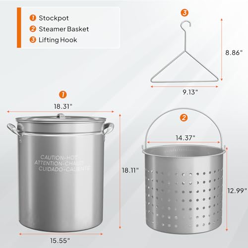 62QT Stainless Steel Stock Pot for Boiling Seafood (62 Quarts)