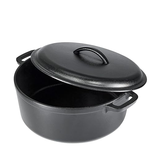 Pre Seasoned Cast Iron Dutch Oven Pot with Lid and Dual Handles (7-Quart)