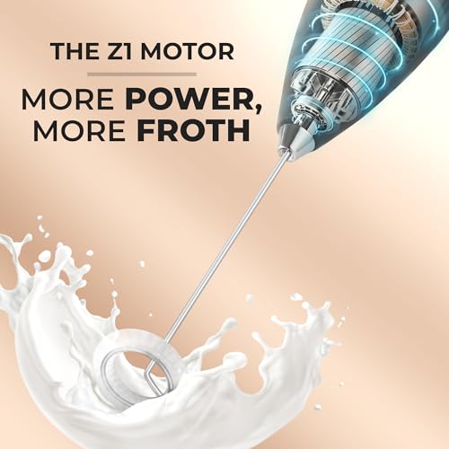 Zulay Powerful Milk Frother for Coffee with Upgraded Titanium Motor (Iridescent Blue / OG Frother)