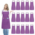15 Pack Adult Aprons for Women Men (Large / Purple)