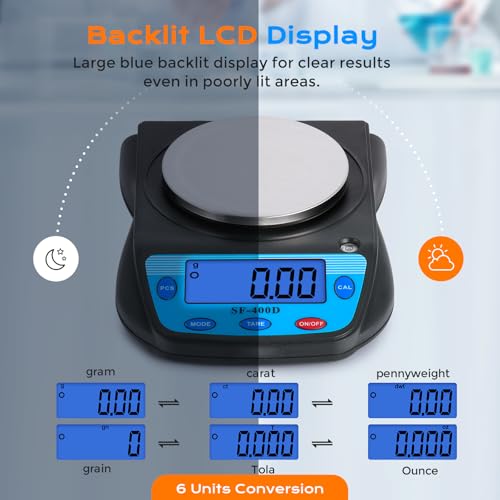 Digital Lab Scale 600g x 0.01g Precision Electronic Scale LCD Display Analytical Balance Jewelry Scale Scientific Scale 0.01g Accuracy (Black)