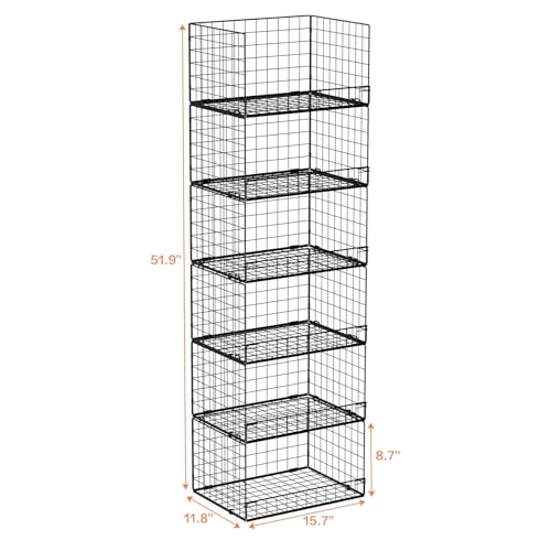 6 Tier Stackable Closet Organizers and Storage Shelves (6 Tier / Black)