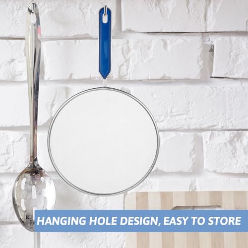 Stainless Steel Grease Splatter Screen for Frying Pan 8’’ Splatter Guard with Comfortable Grip Handle Pan Cover Cooking Protector Ultra Fine Mesh Prevents Oil Splatters and Messes for Frying Cooking
