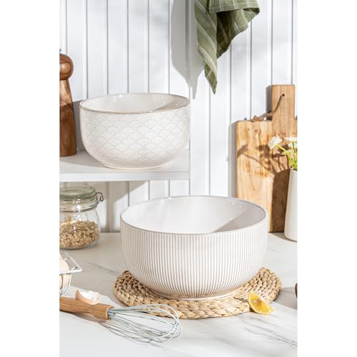 Mikiegy Ceramic Mixing Bowls Set of 2 (98&145 oz)