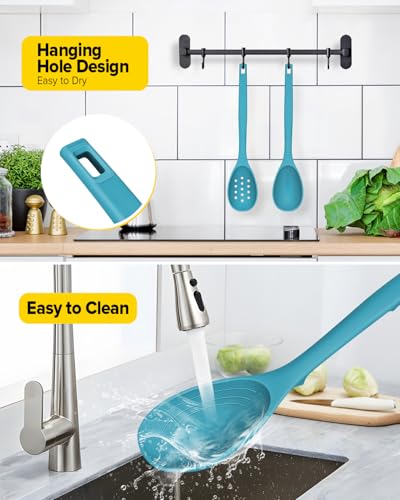 Pack of 2 Silicone Cooking Spoons (Blue)