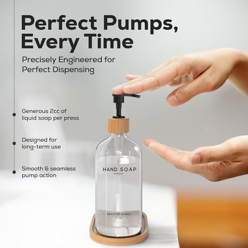 Glass Hand Soap Dispenser Bathroom Set by Brighter Barns (Clear H)