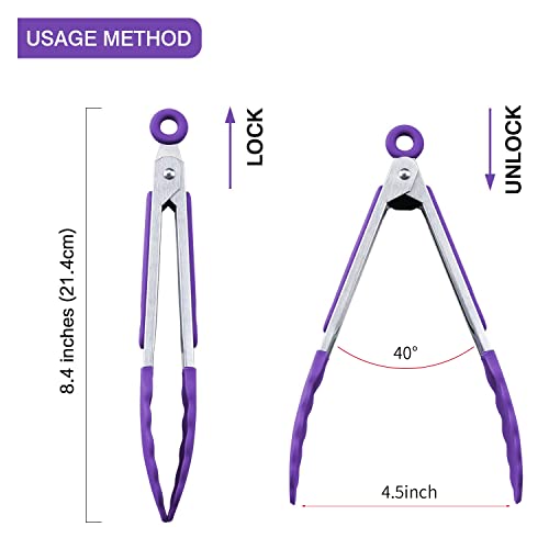 Kitchen Food Tongs (Purple - Mini Tongs Set)