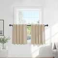Thermal Insulated Small Window Curtains Short Drapes for Nursery Bathroom Kitchen Laundry RV Basement (Biscotti Beige / 29"W x 36"L (Pack of 2))