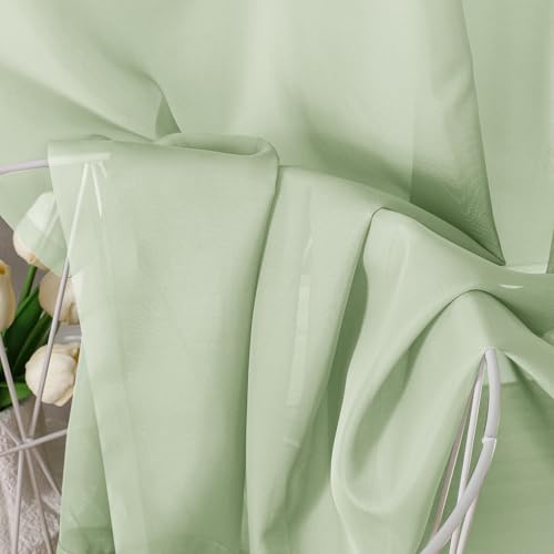 Light Green Sheer Curtains 63 Inches Long 2 Panels (Light Green / 42"W x 63"L (Pack of 2))