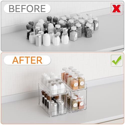 2 Tier Vertical Spice Rack Pull Out (Clear-2 Drawer)