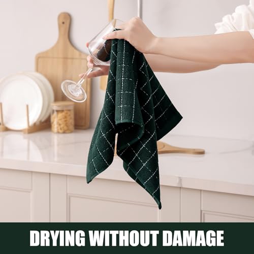 100% Cotton Terry Kitchen Towels (Blackish Green / 13 X 28 - 6 Pack)