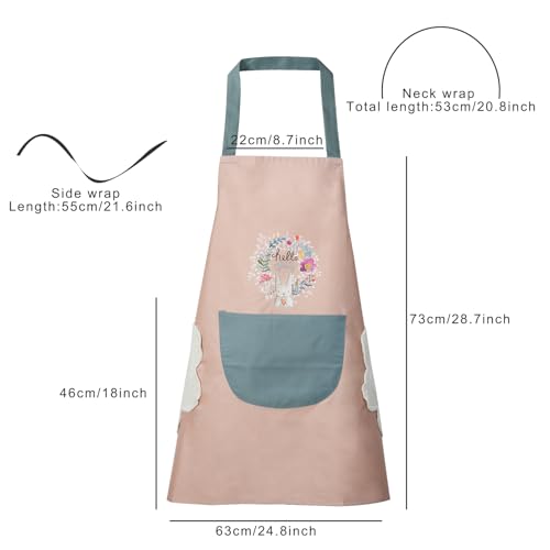 Women Kitchen Apron with Hand Wipe Pockets (Pink)
