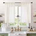 Short Ivory Linen Curtains 40 Inches Long for Cafe Kitchen (Ivory / 30"W x 40"L (Pack of 2))