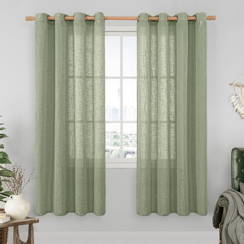 Sage Green Linen Curtains 78 Inches Long for Living Room 2 Panels (52"W x 78"L (Pack of 2) / Sage Green)